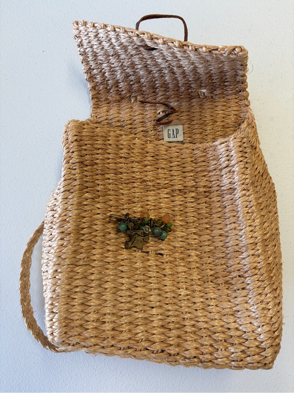 GAP Natural Woven Straw backpack vintage